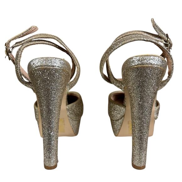 Bella Marie Platform Sandals Women Sze 7 Glitter Heels Event Glam 5" Heels Shoes - Picture 5 of 12